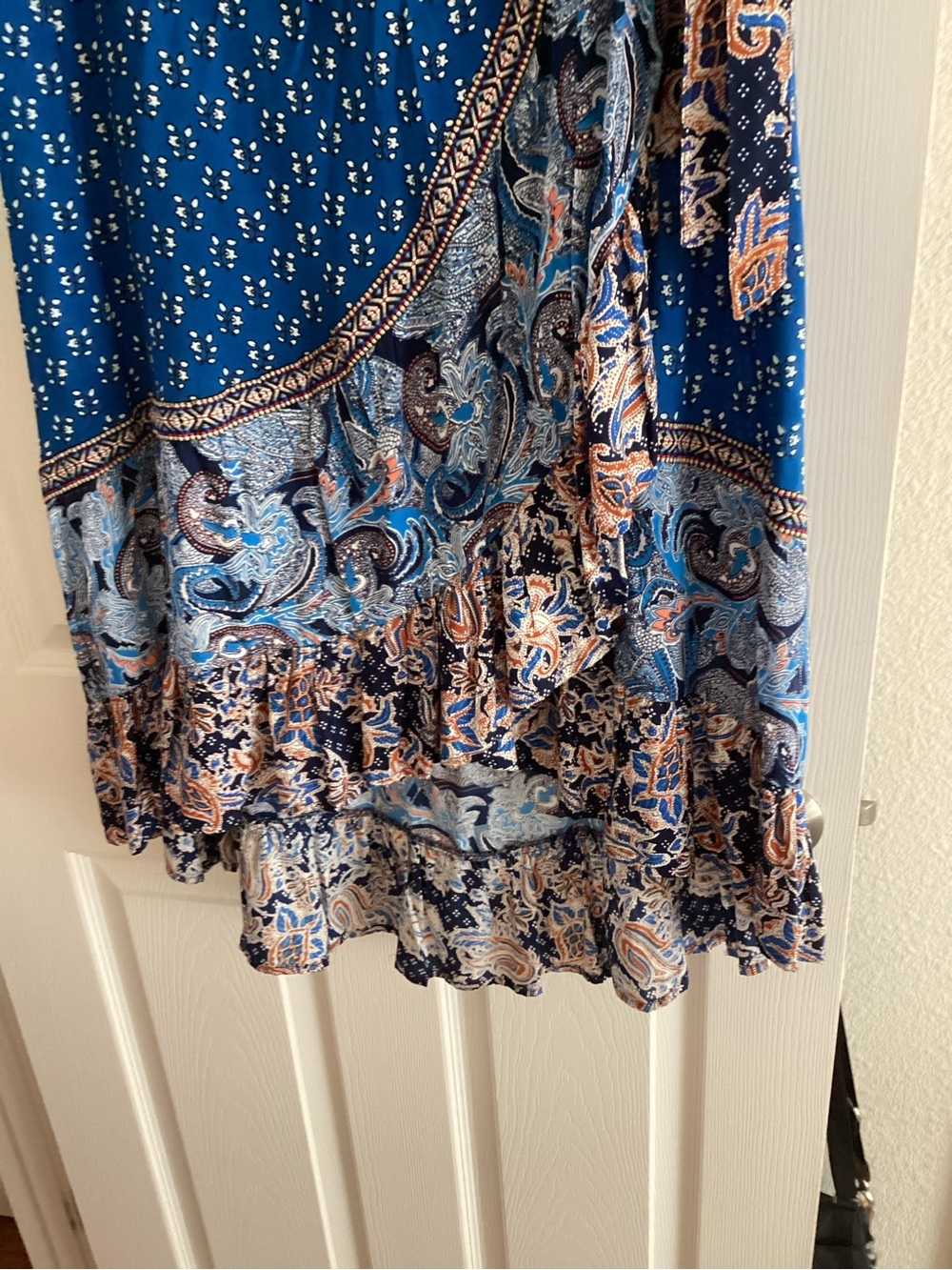 Christian Siriano Blue Paisley ruffled tiered Maxi Skirt - Picture 3 of 8
